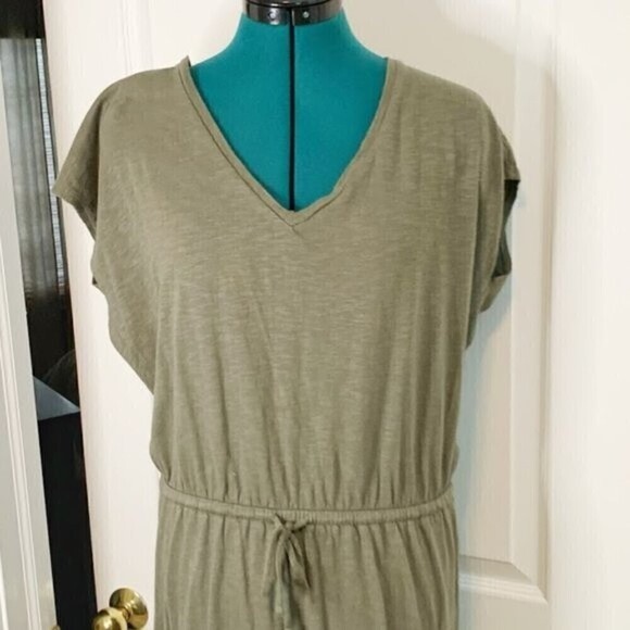 GAP Maxi V Neck Sleeveless Comfy Soft Drawstring Cotton Casual Summer Dress - Picture 2 of 11